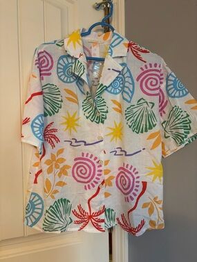 ILLA ILLA White Shirt with Multicolor Sun & Shell Motifs